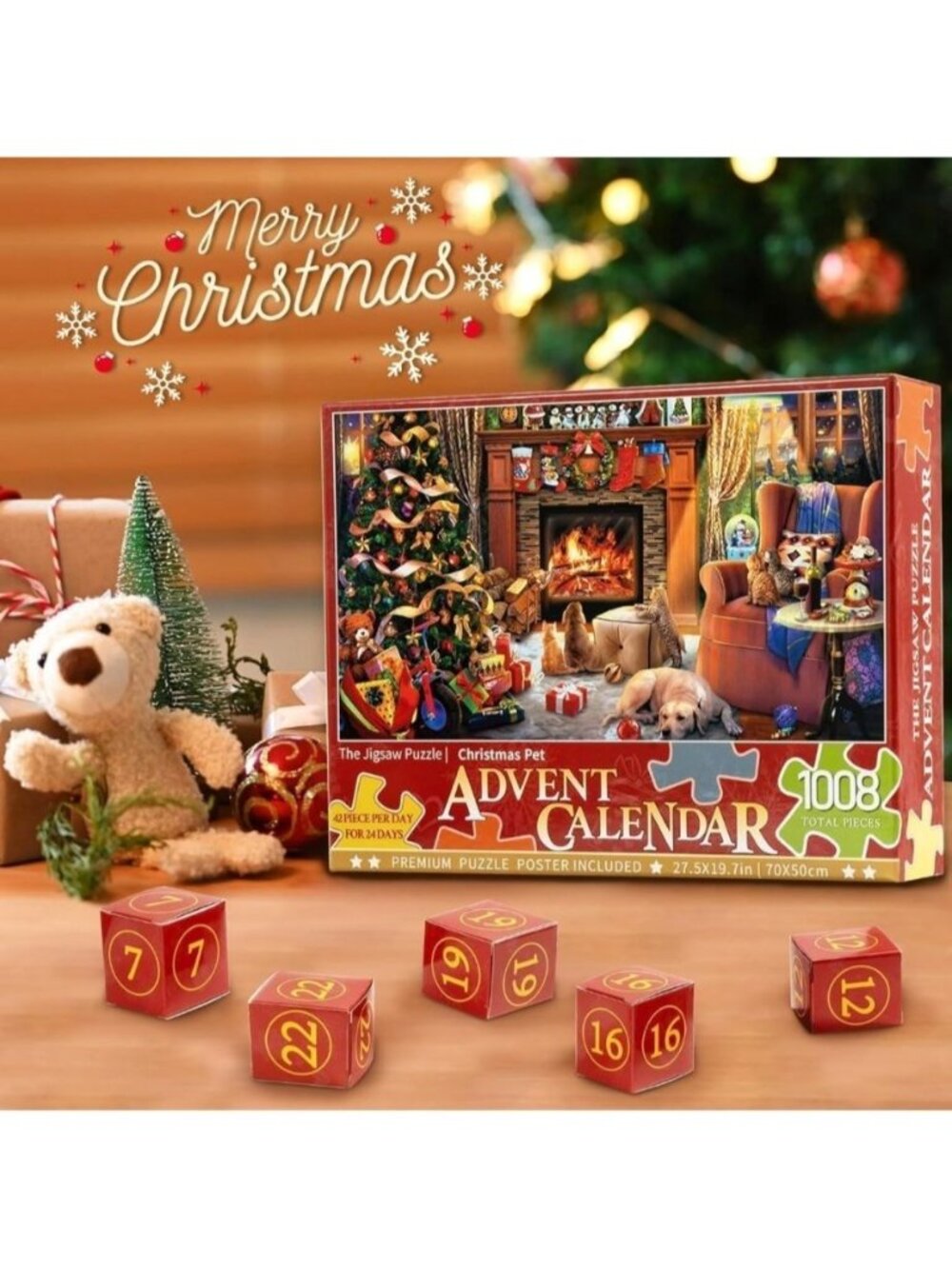 The Jigsaw Puzzle Advent Calendar 1008-Piece Christmas Pet Premium Set Holiday G